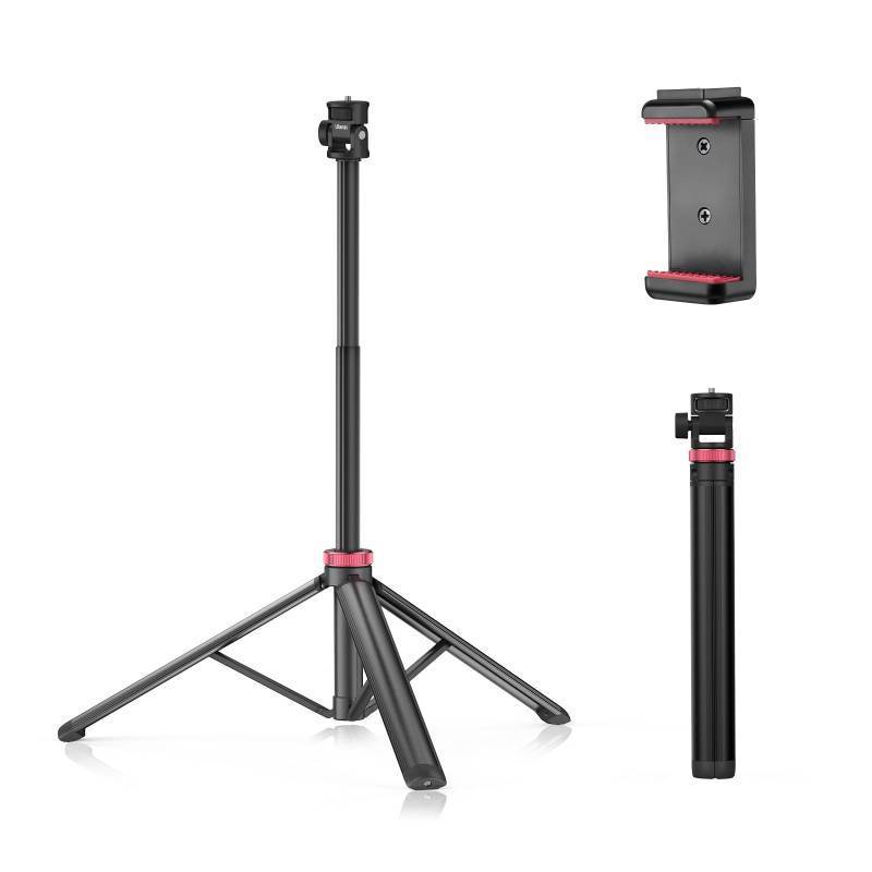 lot 22835 image: ULANZI 81 Tall Tripod for Camera&Phone, Extendable Aluminum Light Stand, Adjustable Travel Tripod with 14 Screw&Phone Clamp, 360° Ball Head, for Camera Video Light, for VlogLivestreamRing Light - Retail $30
