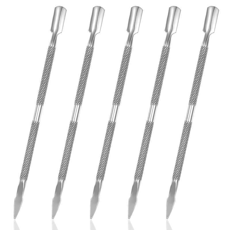 lot 30376 image: 5 PCS Cuticle Pusher Bulk Metal Cuticle Pusher Tool Professional Nail Cleaner Tool for Manicure Pedicure Salon Home Use - Retail $6
