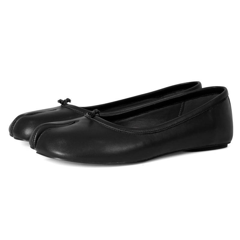 lot 32333 image: VBDB Black Tabi Ballet Flats Shoes for Women Rounde Toe Wide Width Split Toe Low Heel Comfortable Flats Shoes Size 6 - Retail $53
