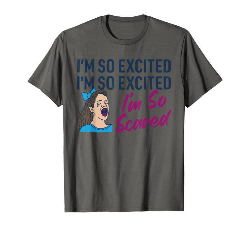 lot 33823 image: Im So Excited Im So Excited Im So Scared Funny Apparel T-Shirt Blue 2XL - Retail $18
