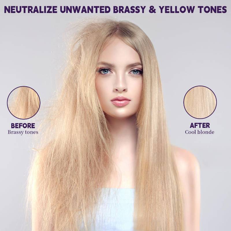 lot 33868 image: Purple Shampoo and Conditioner Set for Blonde, Silver, Brown, Bleached, Highlighted Hair, Color Treated Hair, Enhance Blonde Tones, Repair Damaged Hair, Adds Stronger Shine Hydration, 5.29 oz (Half Full) - Retail $12
