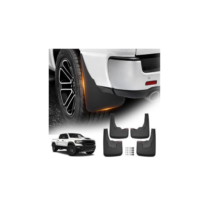 lot 62070 image: Autorder Mud Flaps Splash Guards for 2019-2024 Dodge Ram 1500 with OEM Fender Flares Accessories Mudflap Fender Flares Front and Rear Mud Guard Set 4PCS (NOT Classic or TRX Models) - Retail $38