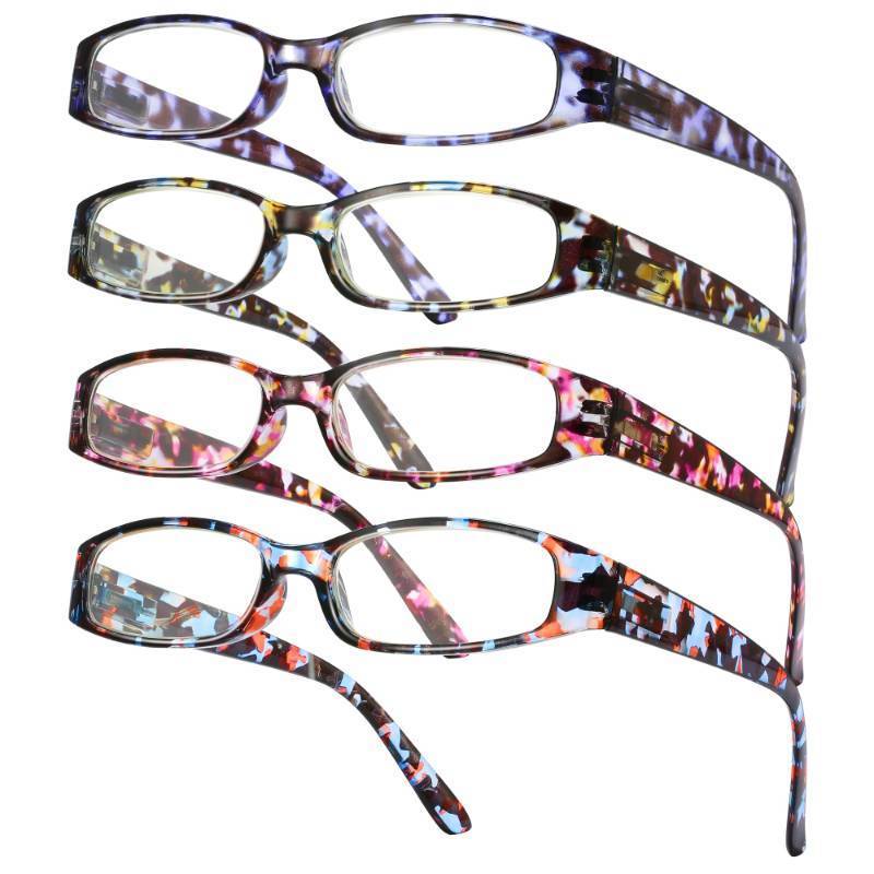 lot 40859 image: Gaoye 4-Pack Readers for Women, Blue Light Blocking Reading Glasses, Stylish Reading Glasses for Women in 4 Patterns - Retail $10