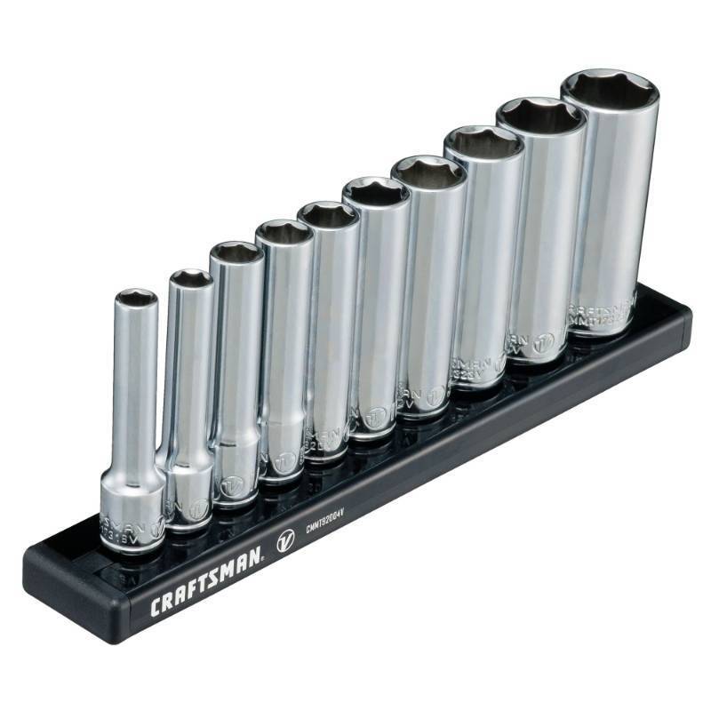 lot 41486 image: CRAFTSMAN V-SERIES Socket Set, Deep SAE, 14 Inch Drive, 10 Piece (CMMT17315V) - Retail $57