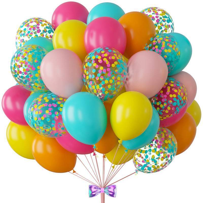 lot 43879 image: Tropical Balloons 88Pcs Arch Kit - 12 Inch Luau Party Balloons in Hot Pink, Orange, Yellow, Green & Teal for Hawaii Summer, Beach & Pool Decorations - Retail $10