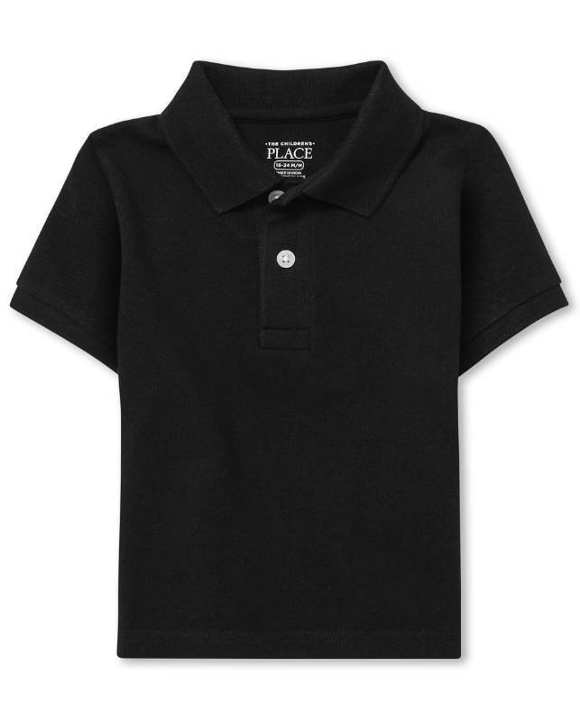 lot 29723 image: The Childrens Place Baby Boys and Toddler Boys Short Sleeve Pique Polo, Black, 12-18 MONTHS - Retail $8
