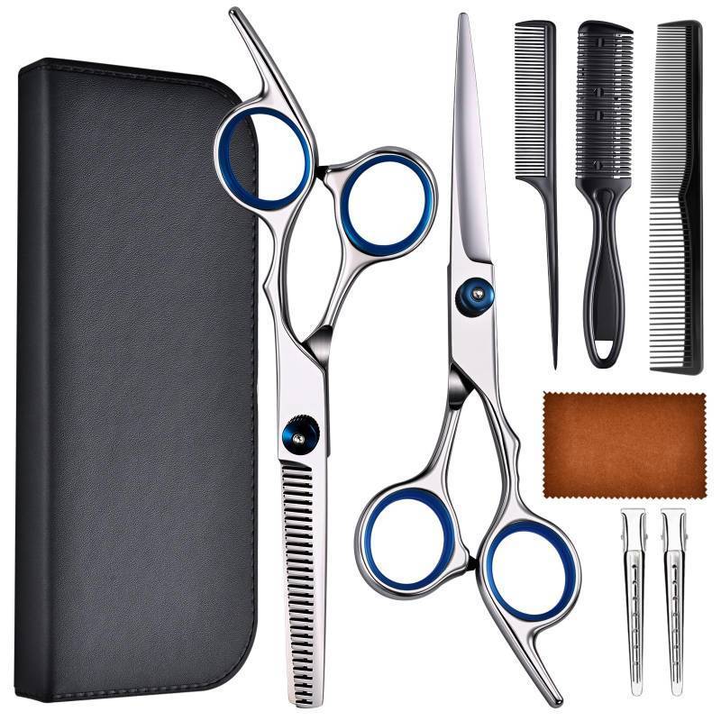lot 29762 image: YUQGAOP Hair Cutting Scissors Set, Professional Stainless Cutting Hair Scissors, Barber Hair Cutting Scissors Thinning Shears Sharp Blades Hairdresser Haircut for WomenMenkids, LFJ1234 - Retail $9