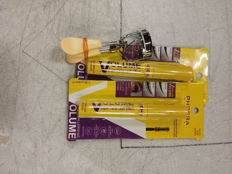lot 42082 image: PHLORA Volume Super False Lash Effect Mascara Black With Lash Curler - Retail $8