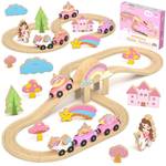 Unicorn Wooden Train Set for Toddler Girls Ages 2-4 Magical Fairy 38 Pcs Toddler Girl Toys with Railway Track Fantasy Toys for Girls 3-5 Year Old Kids - Retail: $28