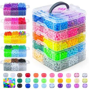 lot 23220 image: Gionlion 6000 PCS Pony Beads 30 Assorted Colors Includes Glow in the Dark Bead, Kandi Beads for Jewelry Making, Friendship Bracelet, 6x9mm Hair Bead for Braids in Shock Resistant Packaging CONTAINER Broken - Retail $19