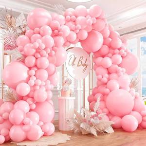 lot 23234 image: 412pcs Pastel Pink Balloon Garland Arch Kit 18 12 10 5 Inch Different Sizes Light Pink Latex Balloons for Baby Shower Birthday Happy Gender Reveal Party Decoration - Retail $20