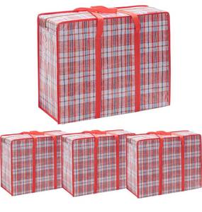 lot 23237 image: Heavy Duty Jumbo Moving Bags, 168L Oversize Organizer Storage Bags With Durable Zippers for Clothes Comforter Pillow, Water-proof Totes for Carrying Camping Bedding (Set of 4) Red - Retail $26