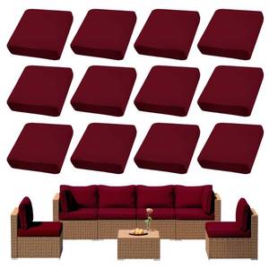 lot 23239 image: DREAHOTEXTIL 12Pcs Outdoor Cushion Covers, Patio Cushion Covers,Stretch Elastic Slipcovers, Replacement Washable & Reusable Furniture Protector for Patio Couch (Claret,Cover Only) - Retail $65