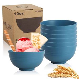 lot 23245 image: Wrova Small Wheat Straw Bowls Sets of 6,Dishwasher Safe and Microwave Safe Snack Bowls 10oz,Alternative Handy Plastic Bowls Reusable for Snack and Ice Cream. Blue - Retail $10