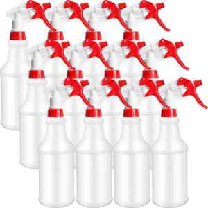 lot 23257 image: Eccliy 12 Pcs 16 Oz Plastic Spray Bottle, Adjustable Empty Reusable Sprayer for Cleaning, Planting, Water, Bathroom and Kitchen, BBQ, Commercial and Residential (Original,Red) - Retail $29