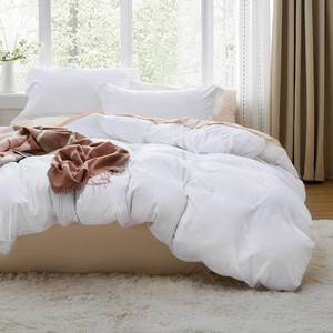 lot 24724 image: Bedsure Bright White Duvet Cover King Size - 3 Pieces Prewashed Cotton-Like Polyester Extra Soft Bedding Set, Includes 1 Duvet Cover 104x90 Inches with Zipper Closure & 2 Pillow Shams, No Comforter - Retail $30