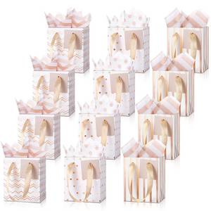 lot 24729 image: Tenare 12 Pcs Small Gift Bags Mini Metallic Paper Bag Bulk Tiny with Handle Tissue Paper for Gift Wrap Fathers Day Birthday Grad Graduation Party(4 x 2.75 x 4.5 Inch,White Rose Gold) - Retail $15