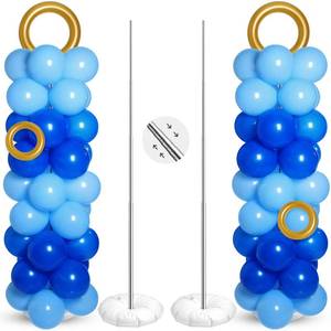 lot 24734 image: Civaner 2 Sets Cartoon Theme Balloon Column Stand Kit 100 Pcs Adjustable Blue Balloon Tower Pillar with 4 Pcs Gold Circle for Carnival Circus Theme Birthday Party Decorations - Retail $25