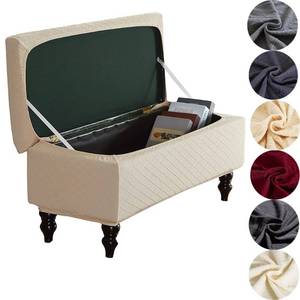lot 24752 image: ANWUCHEN Rectangle Ottoman Cover - Stretch Storage Slipcover With Elastic Bands and Ties, Removable Bench Cover, Jacquard Folding, Black Large