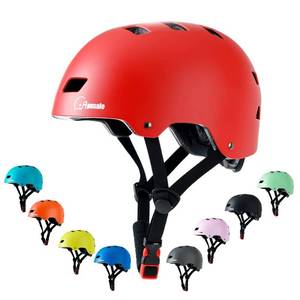 lot 24753 image: Apusale Bike Skateboard Helmet, Adjustable and Multi-Sport for Skate Scooter, 3 Sizes for Adult Youth Kids Toddler (Red) - Retail $32