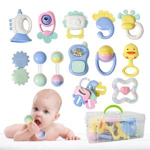 lot 24778 image: Cuterabit 13PCS Baby Rattles 0-6 Months, Baby Teething Toys with Storage Case, Infant Toys 0-3-6-12 Months, Baby Girl Toys, Best Newborn Christmas Gift for Babies Infants Boy Girl - Retail $18