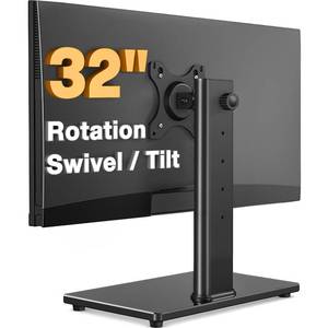 lot 24781 image: Single Monitor Stand VESA Mount for 13-32 Inch Screens, Free-Standing Monitor Riser with Swivel Tilt Rotation Height Adjustable, Universal Desk Stand up to 44lbs, VESA 75x75, 100x100mm - Retail $22