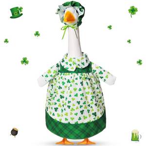 lot 28879 image: FuWeave St Patricks Day Shamrock Goose Outfit Lawn Porch Goose Clothes for 17 St Patricks Day Shamrock Outdoor Patio Yard Lawn Art Decoration - Retail $14