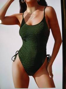 lot 28902 image: Viottiset Womens Ruched One Piece Tummy Control Swimsuit Army Green Pattern Medium