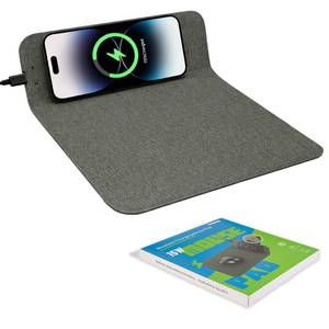 lot 28911 image: Fast Wireless Charging Mouse Pad 15W, Office Desk Pad with Ultra-Smooth Surface Non-Slip Rubber Base, Waterproof Mousepad for ComputersOfficeWorkHomePad for iPhone Samsung (Light-Gray) - Retail $9