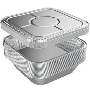 lot 28913 image: WANBAO 19 Pack Foil Pans with Lids 8 X 8 Inch Disposable Aluminum Tin Foil Baking Pans Meal Prep for Catering, Baking Cakes, Breads, Brownies, Bread, Meatloaf, Lasagna - Retail $19