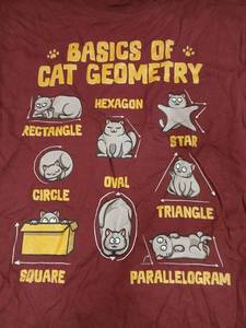 lot 28916 image: Basics of Cat Geometry Novelty T-Shirt Burgundy Small - Retail $12