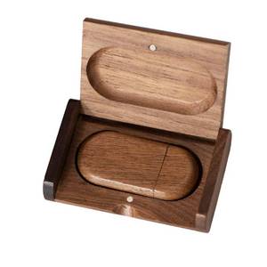 lot 28918 image: 64GB USB3.0 Oval Wood Flash Drive Box, FEWINA Wooden USB Drive 64G USB 3.0 Super-Speed Thumb Drive Jump Drive Ideal Gift for BirthdayAnniversaryWeddingPhotographer(Walnut) - Retail $23