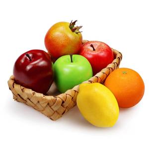lot 28926 image: Lorigun Fake Fruits Decoration, Artificial Fruits Kitchen Bowl Decor Realistic Faux Fruits for Party Chirstmas Decortion, Artificial Apples Fake Lemon Orange 6 PiecesSet - Retail $13