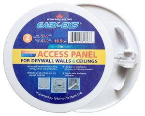 lot 28935 image: EASY-EXS Access Panel Round 6.5 Spring-Clip (Max Service Opening 5.5) Plastic White (Pack of 2) (Round 6.5)