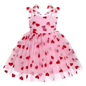lot 28937 image: Baby Valentines Day Outfit Girl My First Valentines Girl Infant Birthday Princess Dresses for Kids Cupid Photoshoot Toddler Strawberry 1st Birthday Cake Smash Pink Pink  Red Heart 6-12 Months - Retail $29