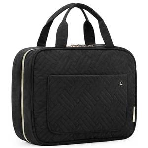 lot 28972 image: BAGSMART Toiletry Bag Travel Bag with Hanging Hook, Water-resistant Makeup Cosmetic Bag Travel Organizer for Accessories, Shampoo, Full-size Container, Toiletries (Black, Medium) - Retail $13