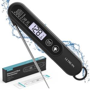 lot 30721 image: Ultrean Digital Meat Thermometer for Cooking,Ultra-Fast Instant Read Food Thermometer with Backlight,Foldable Probe,Waterproof Kitchen Thermometer for BBQ,Grill,Fry,Oven,Candy Making - Retail $5