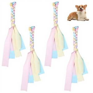 lot 30729 image: Elegaperma 4 PCS Flirt Pole Replacement Toys, Natural Rope Squishy Face Flirt Pole for Dogs for Interactive Play and Chewing as a Fun Dog Chase Toy - Retail $4