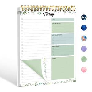 lot 30969 image: To Do List Notepad - Daily Planner Notepad 104 Pages Task Planner, 6.7 x 9.8 Double Sided Spiral Notebook with Checklist Productivity Planning Pad for Work Office Home-Green - Retail $8