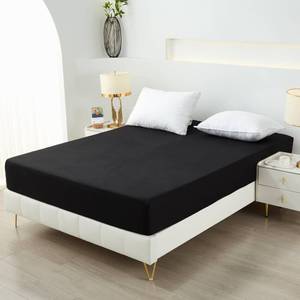 lot 30978 image: Tateufeu Bedding Twin Fitted Sheet,Deep Pocket,Soft Microfiber,Shrinkage and Fade Resistant,Easy Care,1 Fitted Sheet Only,Black - Retail $10