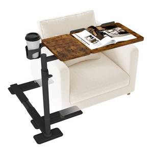 lot 61929 image: YUHFERA Height Adjustable OverCouch Armrest Table Tray Tilting Top Swivel Table for Recliner, Sofa, Laptop, Slide Under Side Table for Eating, Reading, Snacking, Recovery Use (Rustic Brown)