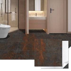lot 61939 image: Art3d Peel and Stick Floor Tile, 30-Pack 12 x 12in. Covers 30 Sq.ft, Waterproof Vinyl Flooring Tiles Self Adhesive for Kitchen, Bathroom & Bedroom - Rust Granite - Retail $40
