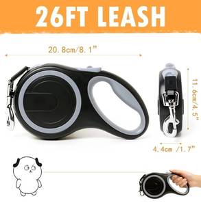 lot 46169 image: 26Ft Retractable Dog Leash, Heavy Duty Great Leash for Dog up to 110 lbs, Anti-Slip Rubberized Handle, One-Handed Brake, Strong Nylon Tape, Tangle Free(Large Size). - Retail $19