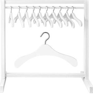 lot 46171 image: 11 Pcs Doll Garment Rack with Wooden Clothes Hanger for 18 Inch Girl Doll Clothes Mini Hangers Wardrobe Furniture Accessories for Dollhouse Baby Shower Supplies (White) - Retail $24
