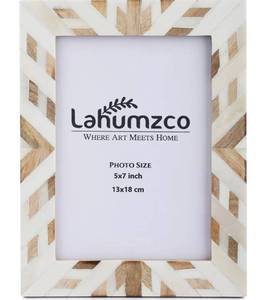lot 46173 image: Handmade Picture Frame Chevron Art Inspired Vintage Table-TopWall D�cor With Real Glass Boho Photo Frames (5x7 Inches, Tribal Wood) - Retail $20