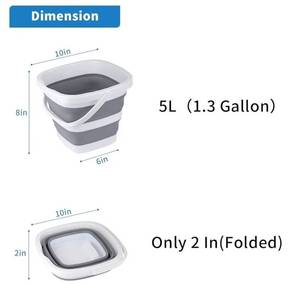 lot 46177 image: Collapsible Bucket, 5L 1.3Gallon Small Cleaning Mop Buckets for Household Outdoor Car Washing Tub Plastic Foldable Portable Camping Beach Sand Water Pot Pail Space Saving Square - Retail $16