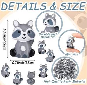 lot 46188 image: 50 Pcs Mini Raccoon Figurine Bulk Resin Miniature Tiny Animals Figures Small Little Cute Raccoon Home Decor for Cabin Lodge Rustic Cake Toppers Desktop Home Decor(Sit) - Retail $19