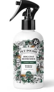 lot 46193 image: Poo-Pourri Furrest Fresh Dog Deodorizing Spray, 8 Fl Oz Grooming Perfume for Dog Coat, Pet Odor Neutralizer with Essential Oils, Vet Recommended, Paraben & Sulfate-Free Fir, Amber, & Cedarwood Scent - Retail $10