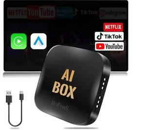 lot 46197 image: AI Box Carplay, 216GB Ai Magic Box for Streaming NetflixYouTubeTikTok, Car Play Wireless Adapter Supports iPhone & Android Auto, Plug & Play, for Cars with OEM Wired CarPlayAndroid Auto - Retail $60