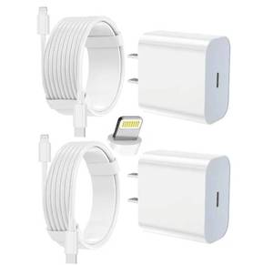 lot 46198 image: iPhone Charger Fast Charging 2 Pack Type C Wall Charger Block with 2 Pack 6FT&10FT Long USB C to Lightning Cable for iPhone 14131212 Pro Max11Xs MaxXRX,AirPods Pro - Retail $14